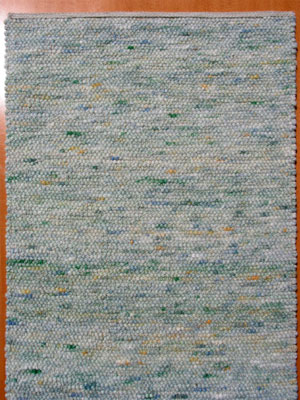 Schafwollteppich Design Nr. 219 - natur, grün, türkis, blau, Gelbtöne