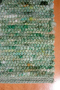 Schurwollteppich Design Nr. 221 - natur, grün, türkis, Orangegelbtöne