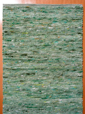 Schafwollteppich Design Nr. 221 - natur, grün, türkis, Orangegelbtöne